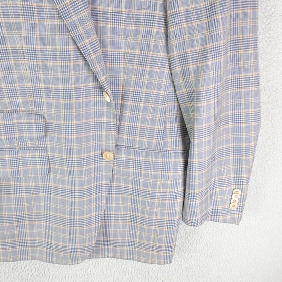 Peter Millar Blazer Mens 40S Blue Yellow Plaid Two Button Wool Performance - Picture 3 of 16